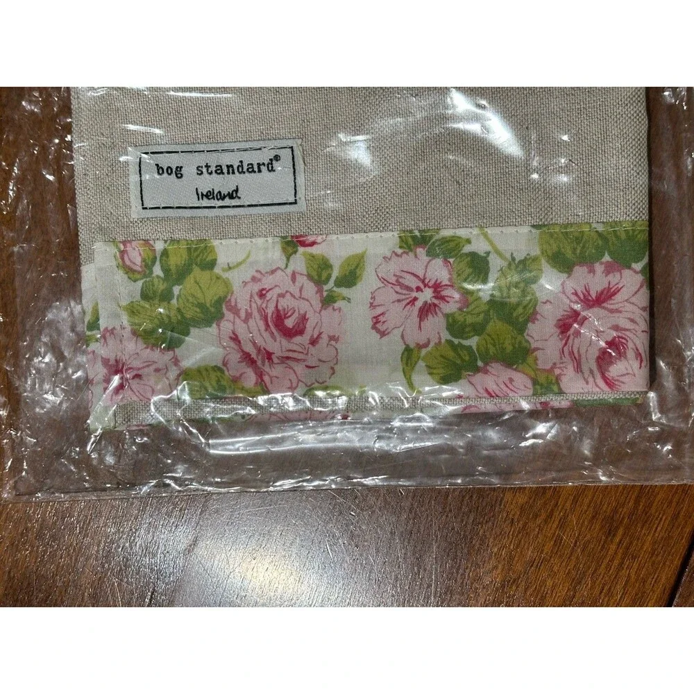 Vintage Linen Union Tea Towel 2005 Pink Floral Made In Ireland